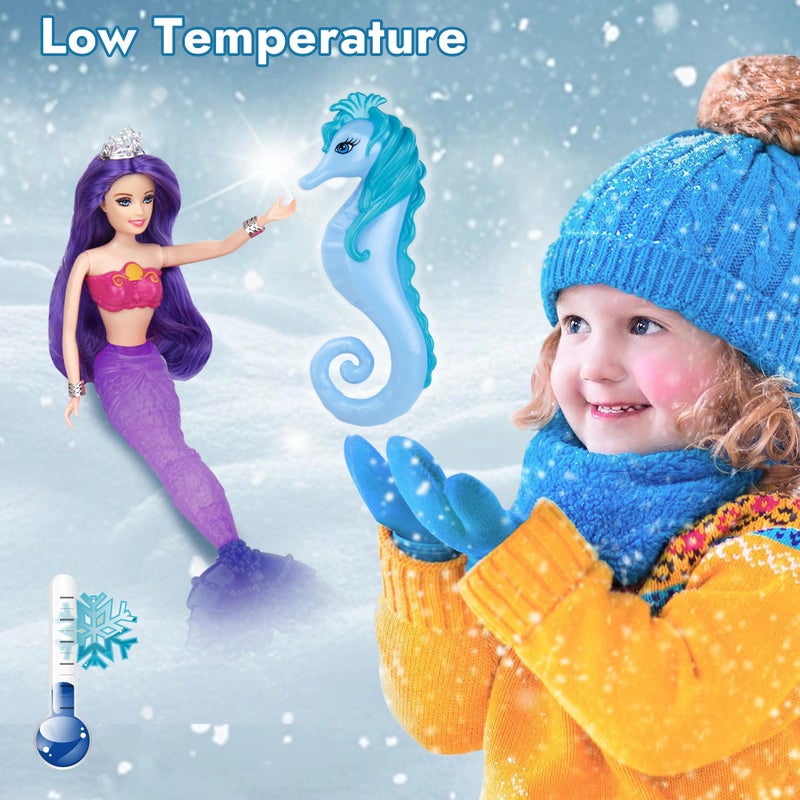 BETTINA Color Change Mermaid Doll Playset, Mermaid Princess Doll with Color-Changing Tail, Mermaid Toys with Seahorse & Accessories, Purple Hair - Image 4